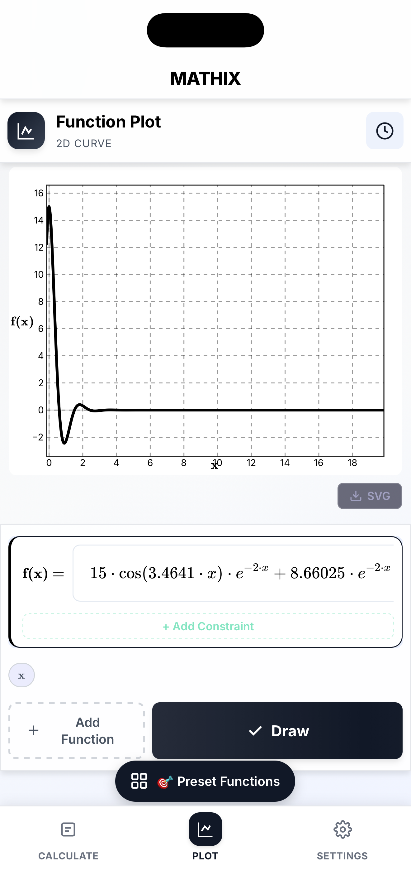 Mathix Damped Oscillation
